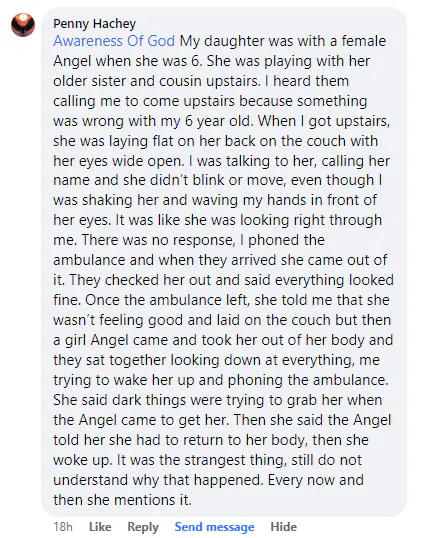 Facebook comment section miracle story.