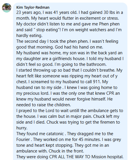 Kim Taylor-Redman's miracle story screenshot.