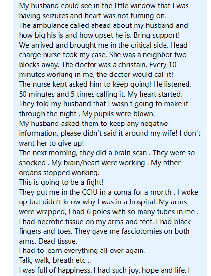 Kim Taylor-Redman's miracle story screenshot.