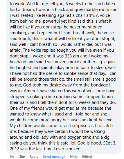 Sharon's miracle story, shared with me in January 2026.