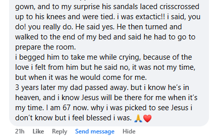 Tammy's miracle story shared with me in March 2026.