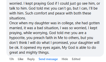 Barabara's miracle story, shared with me in March 2026.