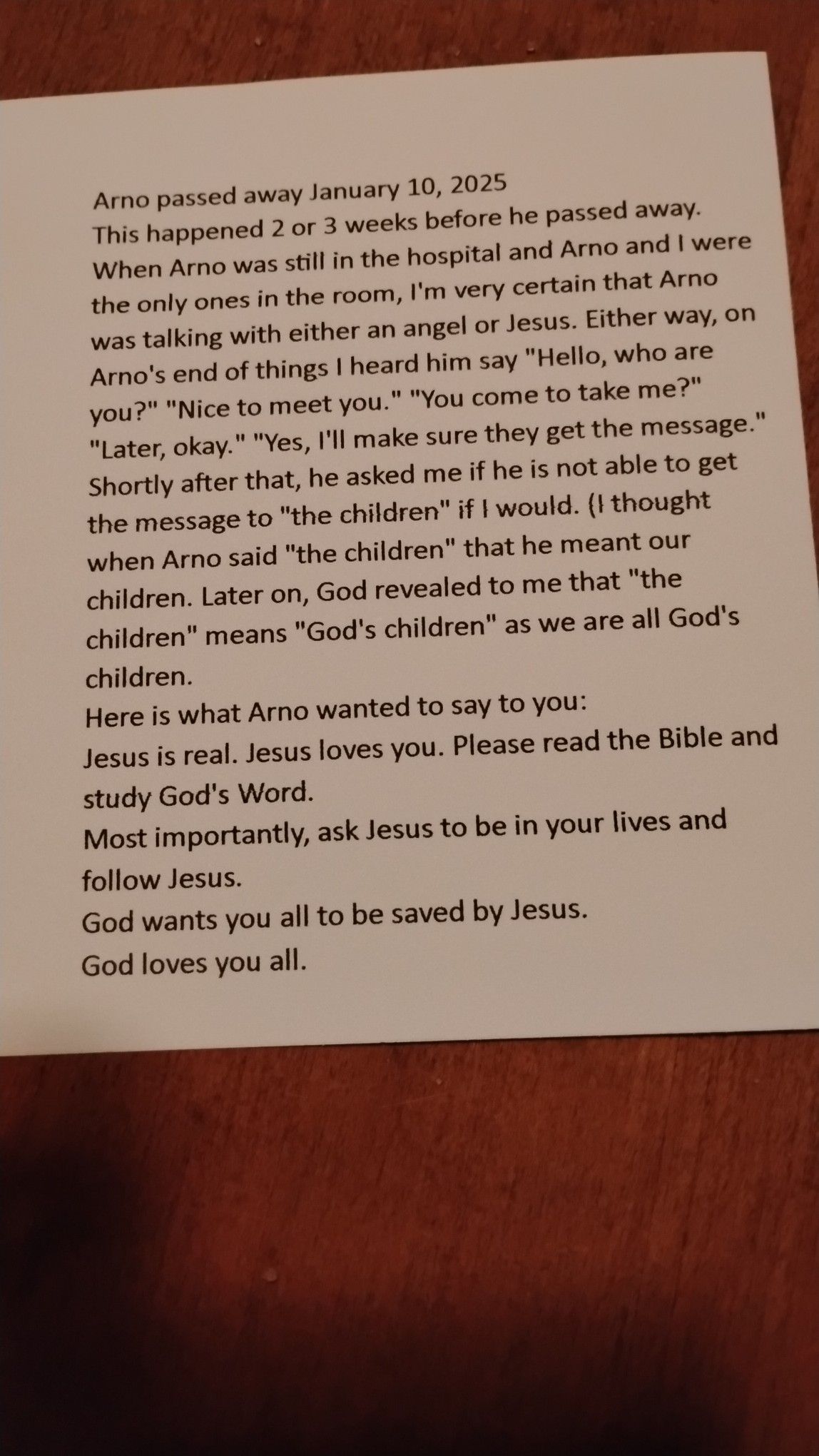 Cora's miracle story.