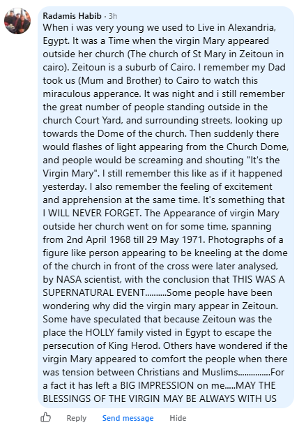 Our Lady of Zeitoun miracle eyewitness testimony.