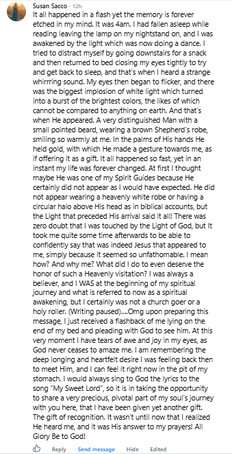 Susan's miracle story screen shot.